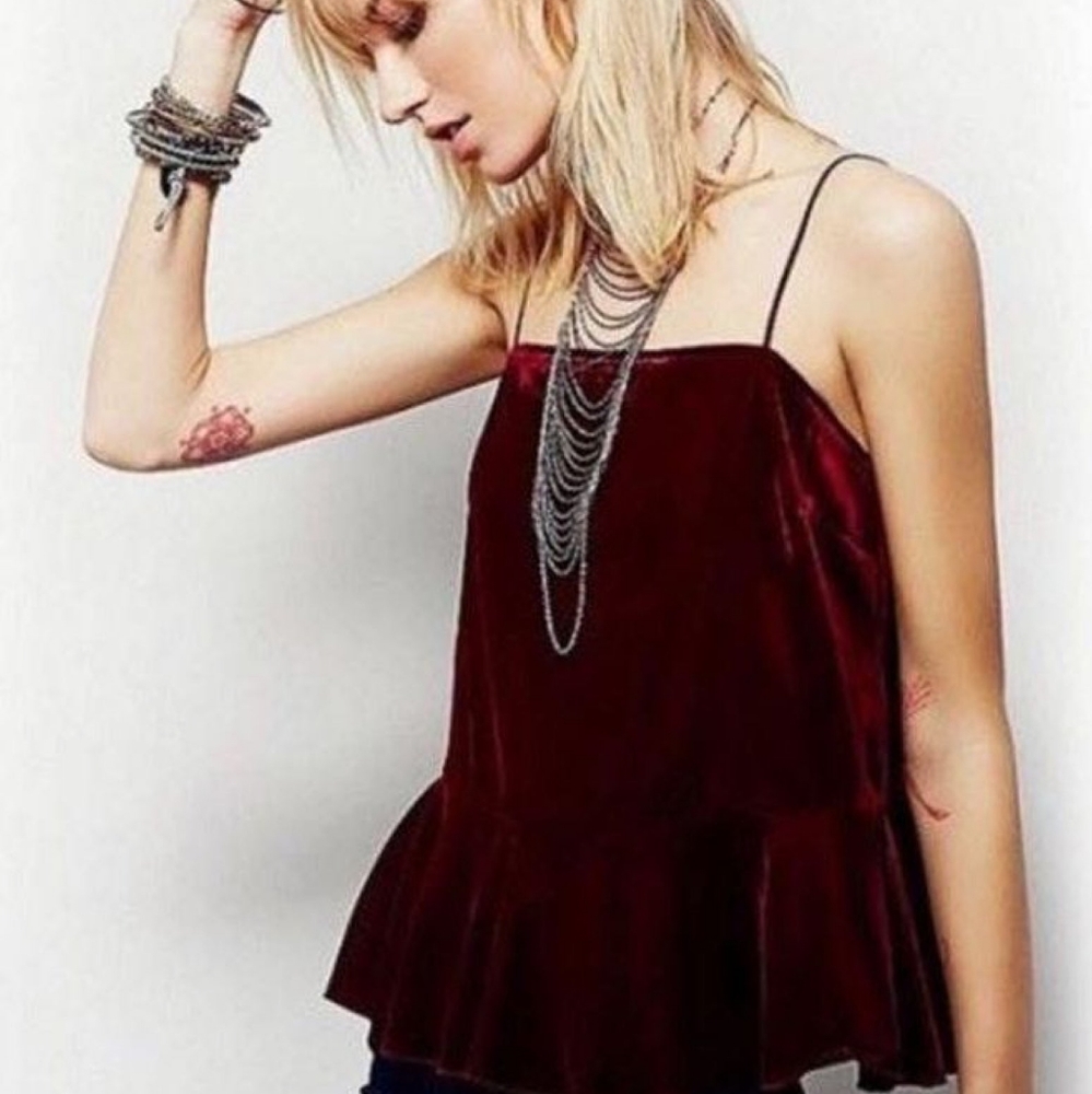 Free People Velvet Peplum Top